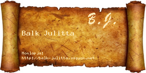Balk Julitta névjegykártya